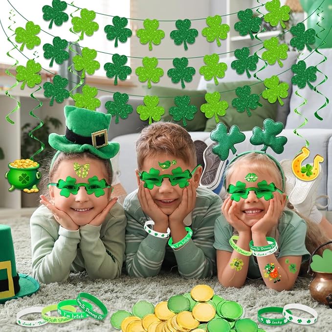 82Pcs St Patricks Day Accessories Pack Include Lucky Banner Shamrock