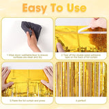 Voircoloria 3 Pack 3.3 x 8.2 ft Laser Gold Foil Fringe Backdrop