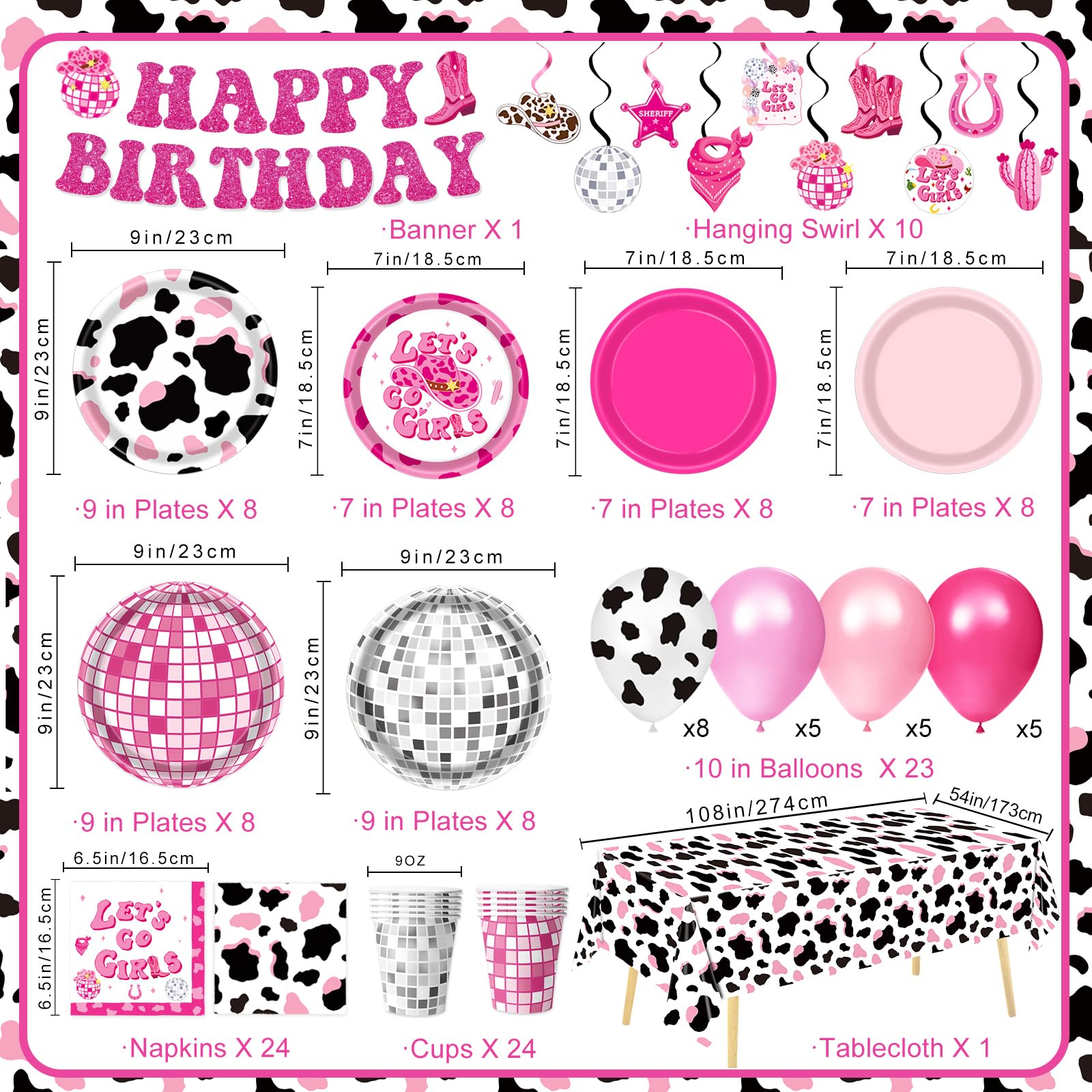 131 PCS Cowgirl Birthday Party Decorations Disco Cowgirl Party