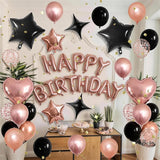 Rose Gold and Black Birthday Decorations for Women Black Pearl Rose