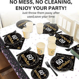 60th Birthday Party Supplies Serves 24 Black and Gold 60 Years Old