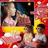 20 Pcs Movie Night Supplies Red Stripe Movie Night Paper Snack Trays