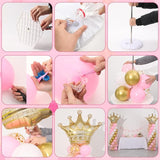Princess Party Balloon Column Stand Kit 2 Sets 2 Crown Foil Balloons