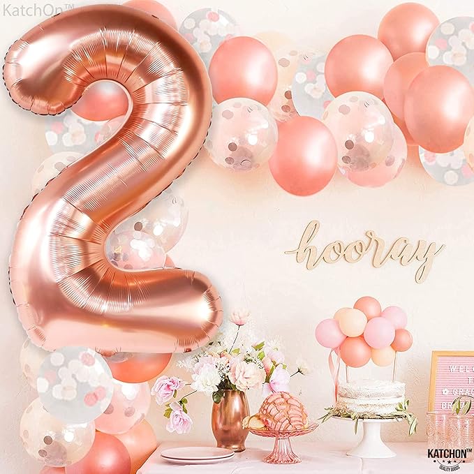 KatchOn, Rose Gold Number 2 Balloon - 40 Inch | Mylar Rose Gold 2