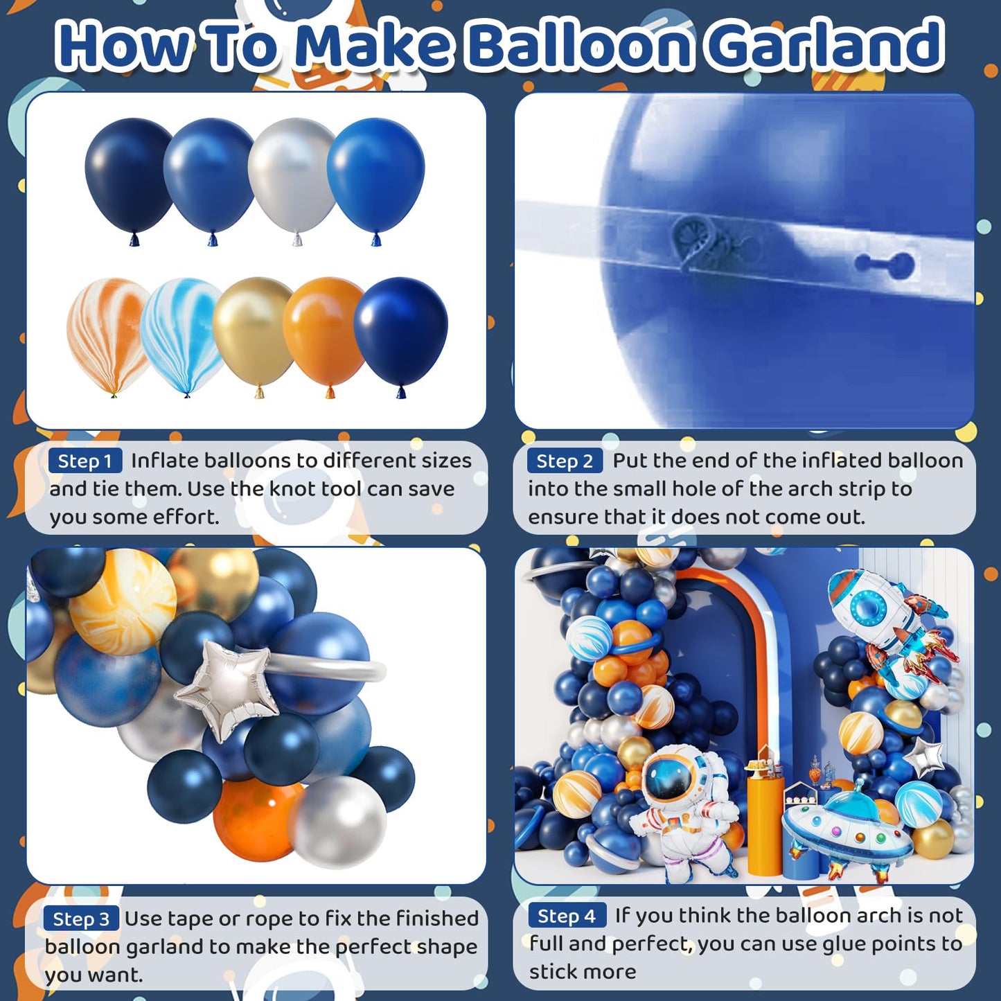 Ouddy Party 142Pcs Outer Space Party Decorations Balloon Garland Kit,