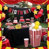 38 Pcs Movie Night Decorations Popcorn Box with Balloons 3D Fake