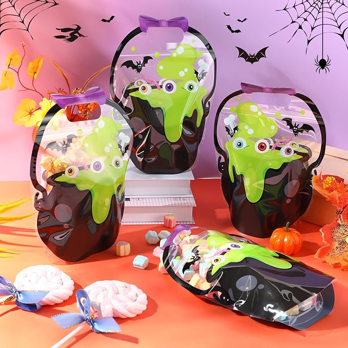 50 Pcs St Patrick's Day Gift Bags Black Cauldron Plastic