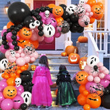 Halloween Balloon Arch Pink Black Orange Balloons Garland 3D Bat