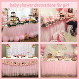 6ft Pink Tulle Table Skirt Baby Shower Tablecloth for Rectangle