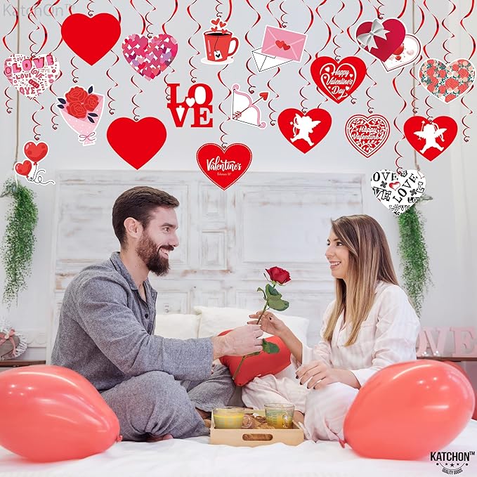 Valentines Hanging Swirls Large Pack of 30 No DIY Valentines Day