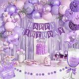 Ouddy Life Purple Birthday Party Decorations for Women Girls,