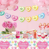 98Pcs Valentines Day Plates and Napkins Conversation Hearts Party