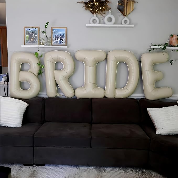 40 Inch Beige BRIDE Balloons Bachelorette for Bridal Shower, Cream