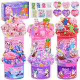 LAWOHO 6 Pack Pink Slimes, Glow in the Dark Cloud Slime kit for Girls