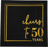 Cheers to Years Cocktail Napkins - 50 PK - 3-Ply Birthday Napkins 5x5