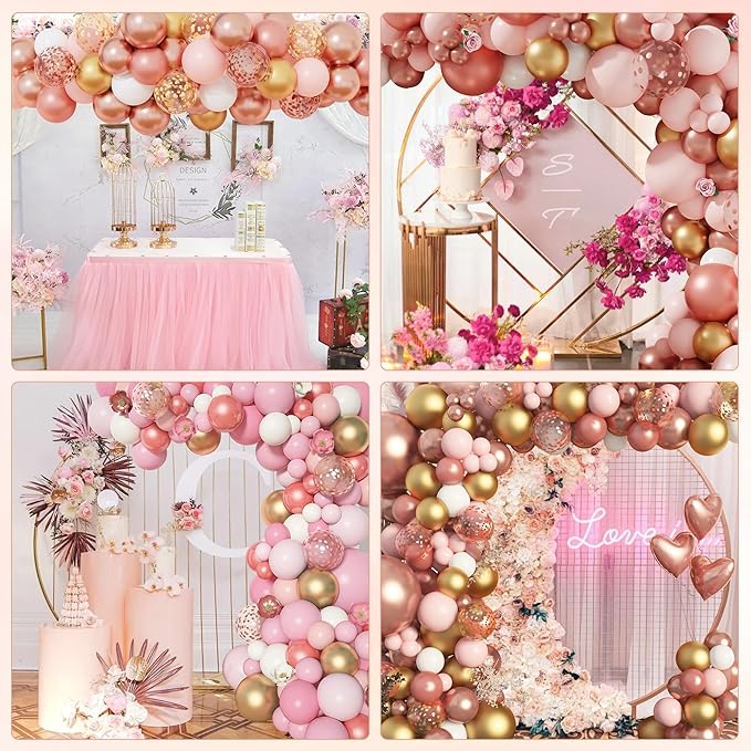 Amandir 153pcs Rose Gold Balloon Garland Arch Kit, Different Sizes 18