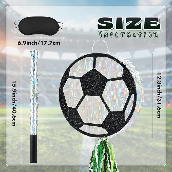 Soccer Ball Piñata Soccer Party decoration Piñata with Blindfold Bat