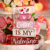 4 Pcs Valentine's Day Table Decor Wooden Cocoa Decoration
