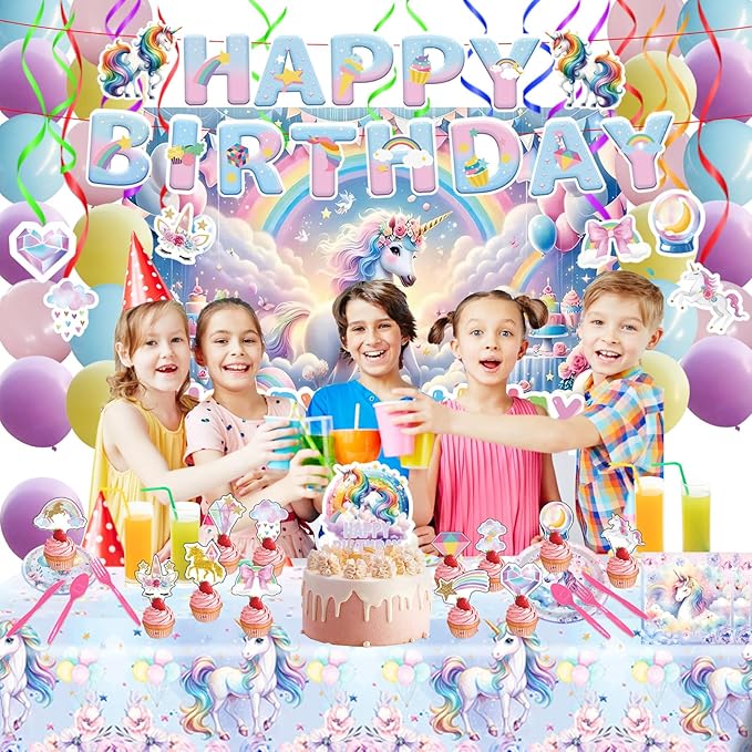 220Pcs Unicorn Party Birthday Supplies Unicorn Party Decorations
