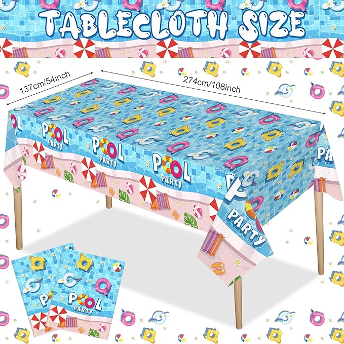 172 Pcs Pool Party Supplies Serves 24 Include Summer Beach