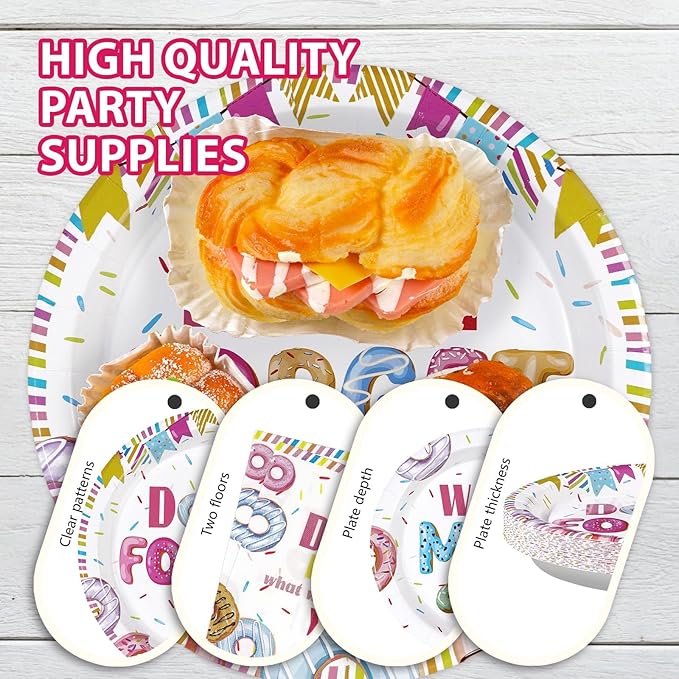 96PCS Farewell Retirement Party Supplies Colorful Donut Forget Us