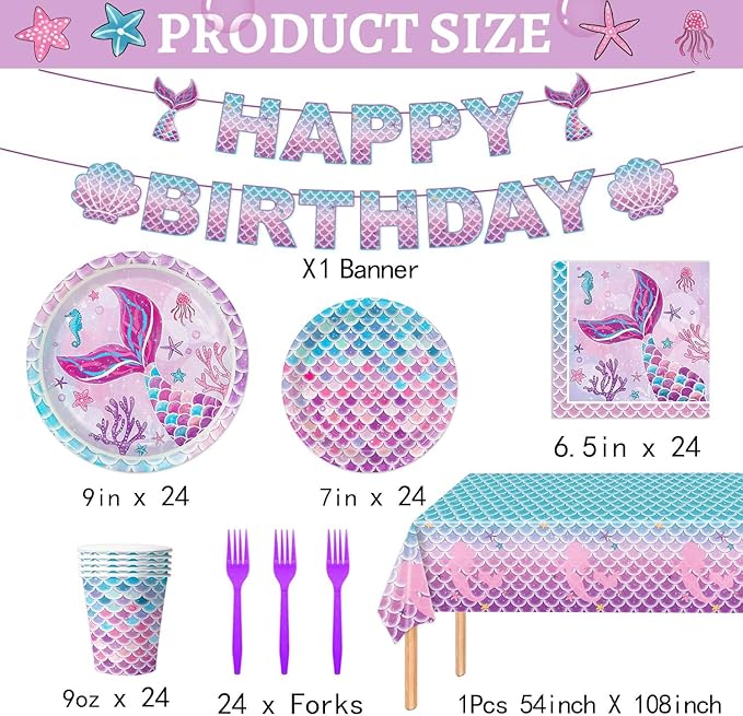 122Pcs Mermaid Birthday Party Decorations Set Mermaid Party Supplies