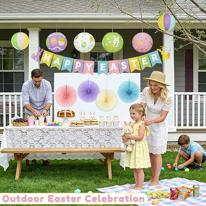 Hanging Easter Decorations 11Pcs Set Happy Easter Banner & Spring
