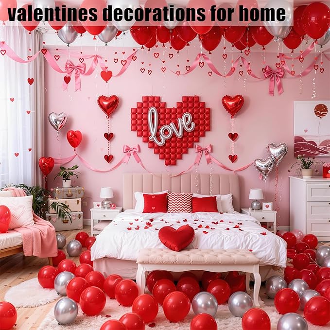 648PCS Valentines Party Decorations Kit with Rose Petals Red and