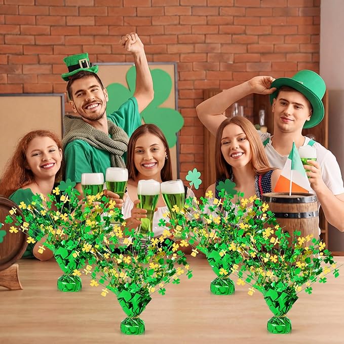 6 Pcs St Patrick's Day Party Centerpiece Shamrock Foil Spray Table