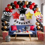 Movie Night Balloon Garland Arch Kit Red Black Gold Balloons with
