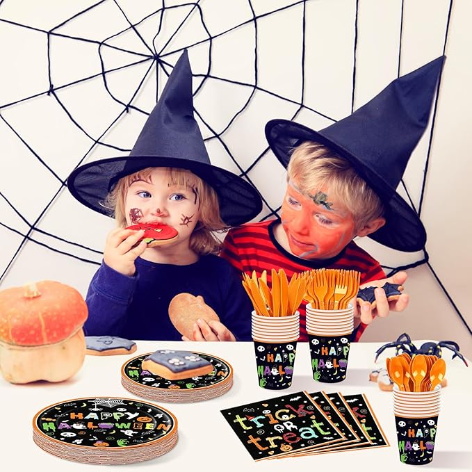 175 Pcs Halloween Tableware Party Supplies Set Serves 25 Spooky