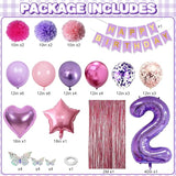Pink Purple 2nd Birthday Party Decorations for Girls Number 2
