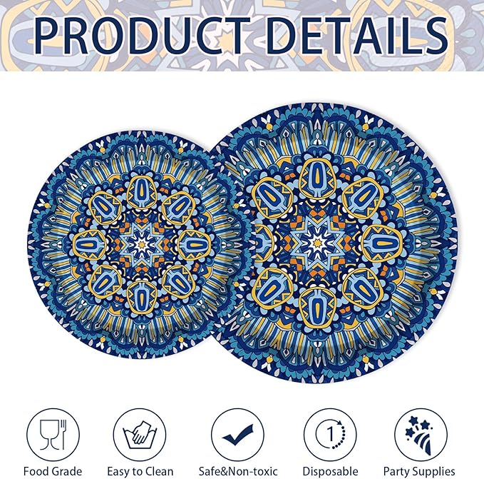 200Pcs Boho Party Decorations Vintage Bohemian Retro Style Paper