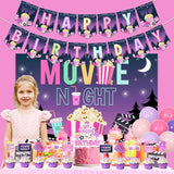 Movie Night Party Decorations Pink & Purple Fantasy Banner Backdrop