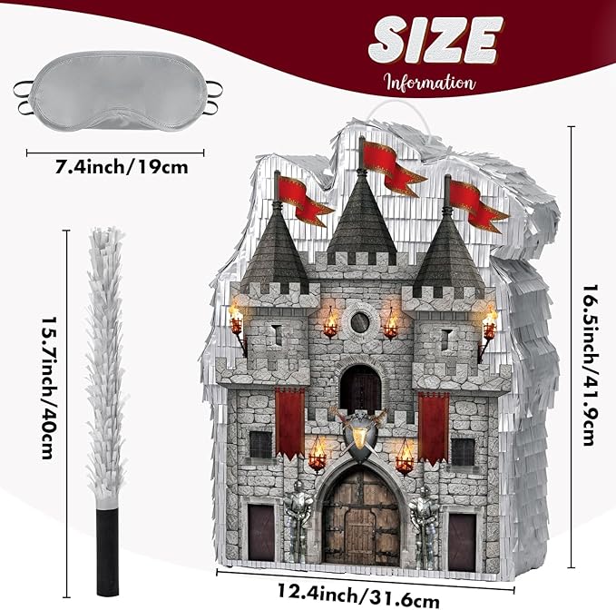 WERNNSAI Medieval Castle Piñata - Medieval Piñata with Blindfold and