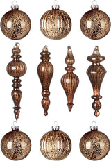 DN DECONATION Mercury Glass Christmas Ornaments, 10pcs Vintage Brown