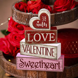4 Pcs Valentine Table Decoration Wooden Be Mine Heart Decor