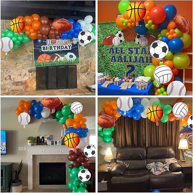 Sports Balloon Arch Garland Kit 115Pcs Sports Party Baseball Soccer