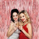 Voircoloria 2 Pack Rose Gold Foil Fringe Backdrop Curtains, Tinsel