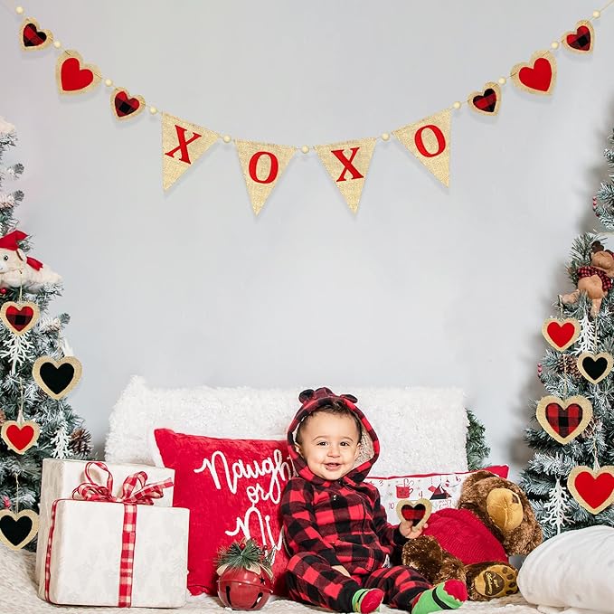 Valentine's Day Party Decorations Felt XOXO Sign Triangle Pennant