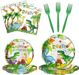 Watercolor Dinosaur Plates and Napkins Tableware Set Disposable