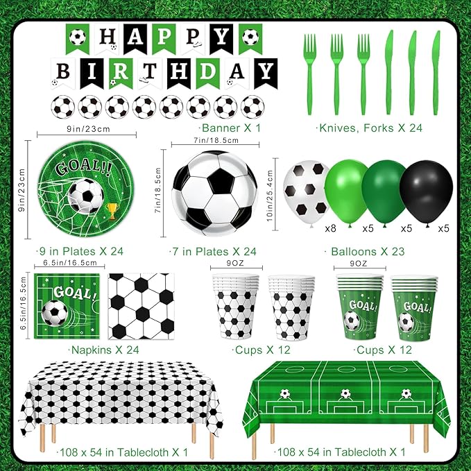 170 PCS Soccer Party Decorations Soccer Birthday Party Decorations