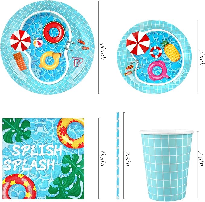 Pool Party Supplies Decorations Disposable Summer Kids Birthday
