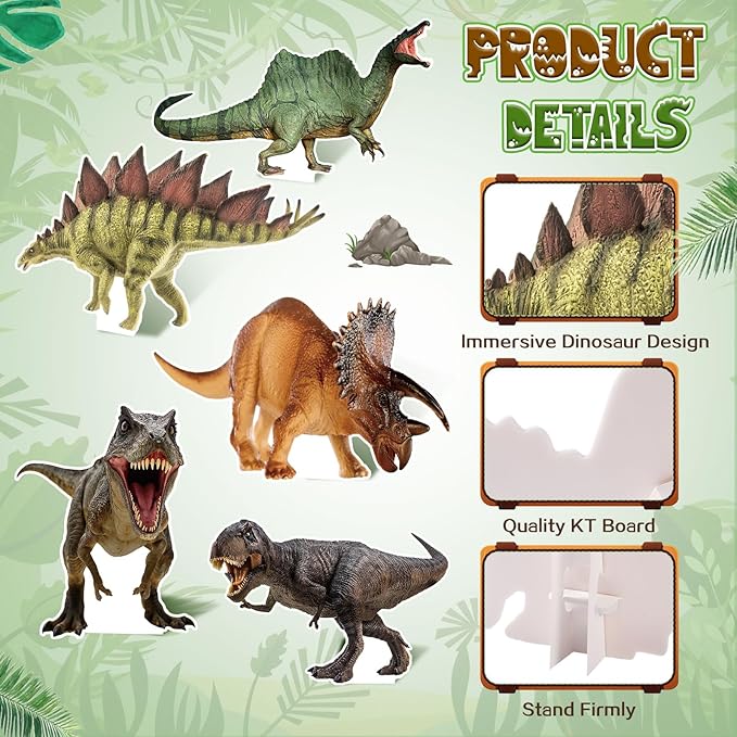 5 Pcs Large Dinosaur Cardboard Cutouts 16.5 to 26.4 Inch Dinosaur