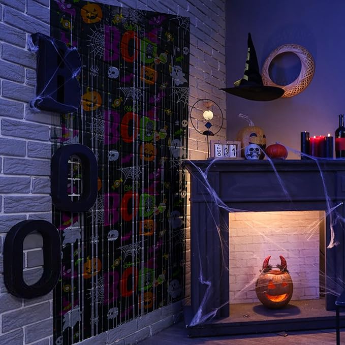 Boo Theme Streamers Party Backdrop GREATRIL Halloween Decorations
