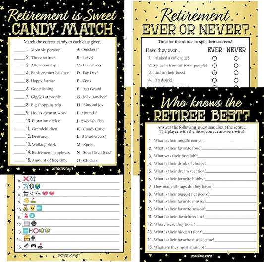 DISTINCTIVS Retirement Party Games - Icon Match, Candy Match, Ever or