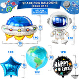 Big Outer Space 3 Year Old Birthday Balloons - Pack of 8 | 3