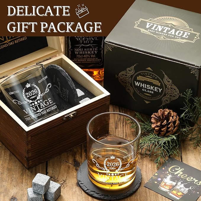 Retirement Gifts for Men Whiskey Glass Set The Legend Has Retired