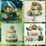 22PCS Safari Animal Cake Toppers & Wild One Birthday Decorations