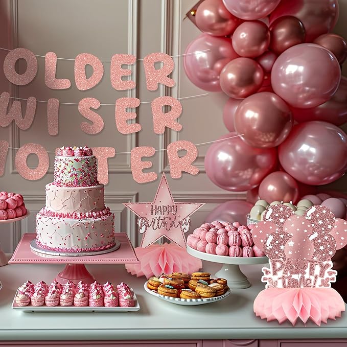 Pink 1st Birthday Table Centerpieces for Baby Girls Rose Gold
